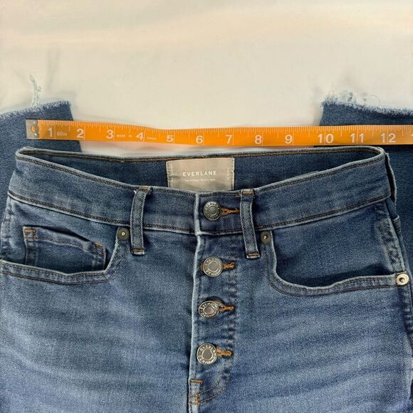 Everlane Size 25 Vintage High Rise Skinny Blue Jeans Ankle Stretch Button Fly - Picture 7 of 10